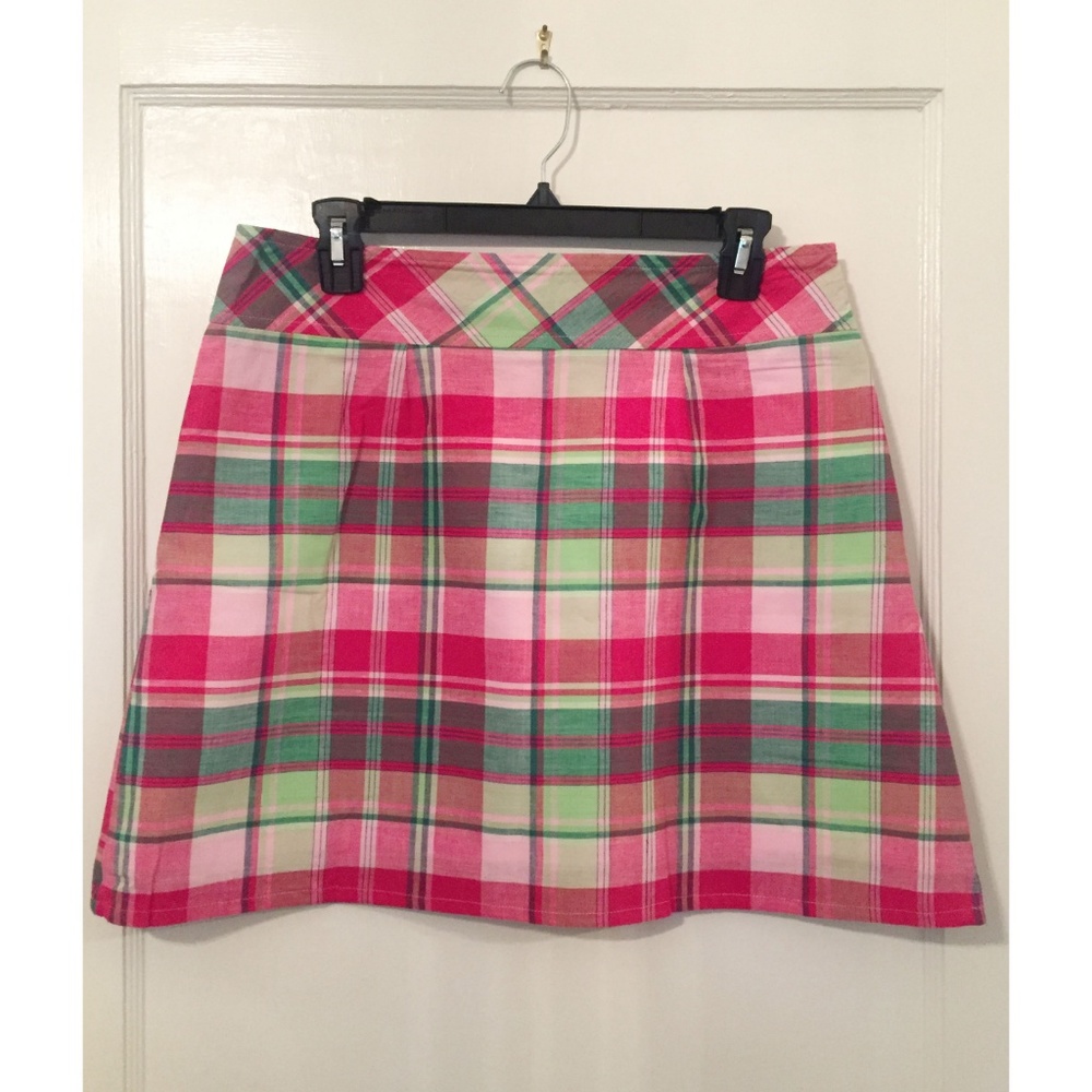 JUST MADRAS Pink and Green A-Line Skirt - Medium